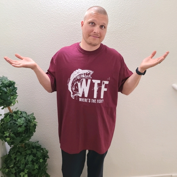 Fruit of the Loom Other - Where's The Fish Men's T- Shirt  🐟🐠🎏🎣🐡